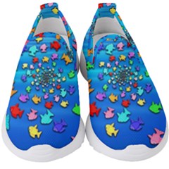 Fractal Art School Of Fishes Kids  Slip On Sneakers