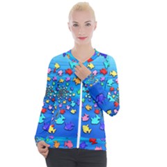 Fractal Art School Of Fishes Casual Zip Up Jacket by WolfepawFractals