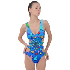 Fractal Art School Of Fishes Side Cut Out Swimsuit by WolfepawFractals