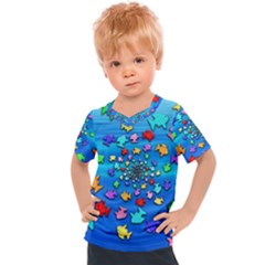 Fractal Art School Of Fishes Kids  Sports Tee