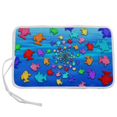 Fractal Art School Of Fishes Pen Storage Case (l) by WolfepawFractals