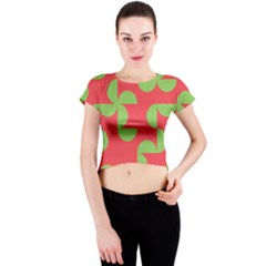 Retro Red And Greren Crew Neck Crop Top by MooMoosMumma