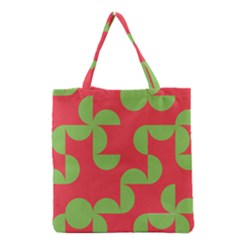 Retro Red And Greren Grocery Tote Bag by MooMoosMumma