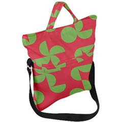 Retro Red And Greren Fold Over Handle Tote Bag by MooMoosMumma