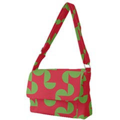 Retro Red And Greren Full Print Messenger Bag (l) by MooMoosMumma