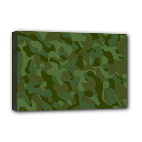 Green Army Camouflage Pattern Deluxe Canvas 18  X 12  (stretched) by SpinnyChairDesigns