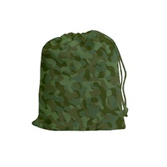 Green Army Camouflage Pattern Drawstring Pouch (large) by SpinnyChairDesigns