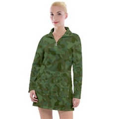 Green Army Camouflage Pattern Women s Long Sleeve Casual Dress