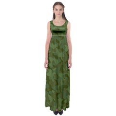 Green Army Camouflage Pattern Empire Waist Maxi Dress by SpinnyChairDesigns