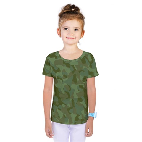 Green Army Camouflage Pattern Kids  One Piece Tee by SpinnyChairDesigns