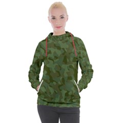 Green Army Camouflage Pattern Women s Hooded Pullover by SpinnyChairDesigns