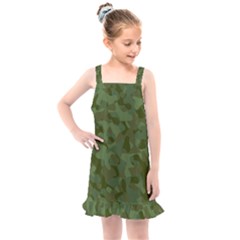 Green Army Camouflage Pattern Kids  Overall Dress by SpinnyChairDesigns