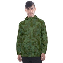 Green Army Camouflage Pattern Men s Front Pocket Pullover Windbreaker