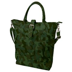 Green Army Camouflage Pattern Buckle Top Tote Bag by SpinnyChairDesigns