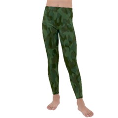 Green Army Camouflage Pattern Kids  Lightweight Velour Leggings by SpinnyChairDesigns