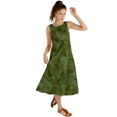 Green Army Camouflage Pattern Summer Maxi Dress by SpinnyChairDesigns