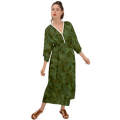 Green Army Camouflage Pattern Grecian Style  Maxi Dress by SpinnyChairDesigns