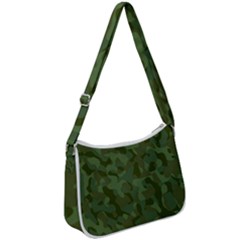 Green Army Camouflage Pattern Zip Up Shoulder Bag by SpinnyChairDesigns