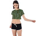 Green Army Camouflage Pattern Tie Back Short Sleeve Crop Tee View1