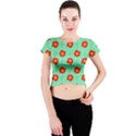 Flower Pattern Ornament Crew Neck Crop Top View1