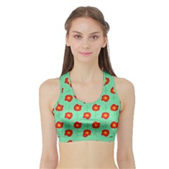 Flower Pattern Ornament Sports Bra With Border