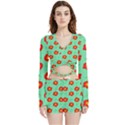 Flower Pattern Ornament Velvet Wrap Crop Top View1