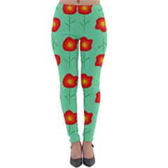 Flower Pattern Ornament Lightweight Velour Leggings