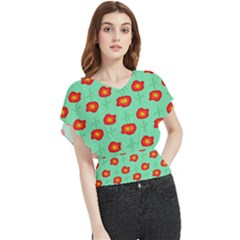 Flower Pattern Ornament Butterfly Chiffon Blouse