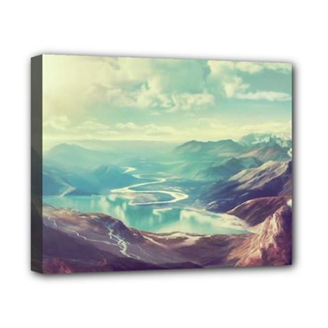 Landscape Mountains Lake River Canvas 10  X 8  (stretched)