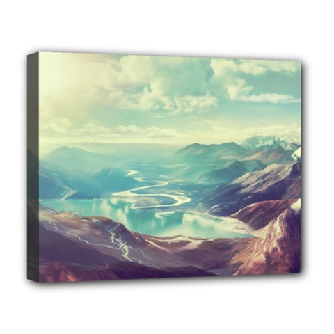 Landscape Mountains Lake River Deluxe Canvas 20  X 16  (stretched)