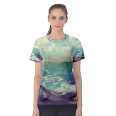 Landscape Mountains Lake River Women s Sport Mesh Tee