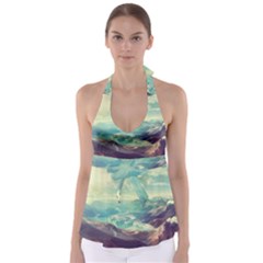 Landscape Mountains Lake River Babydoll Tankini Top