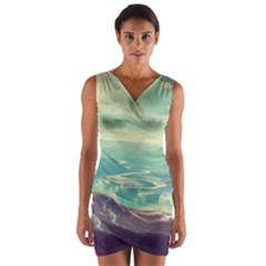 Landscape Mountains Lake River Wrap Front Bodycon Dress