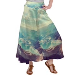 Landscape Mountains Lake River Satin Palazzo Pants