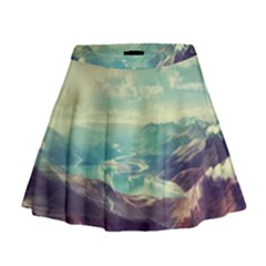 Landscape Mountains Lake River Mini Flare Skirt