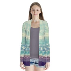 Landscape Mountains Lake River Drape Collar Cardigan