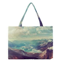 Landscape Mountains Lake River Medium Tote Bag