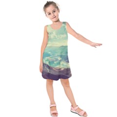 Landscape Mountains Lake River Kids  Sleeveless Dress