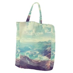 Landscape Mountains Lake River Giant Grocery Tote by HermanTelo