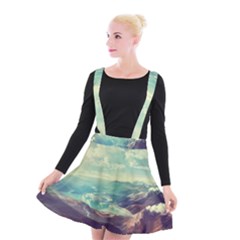 Landscape Mountains Lake River Suspender Skater Skirt