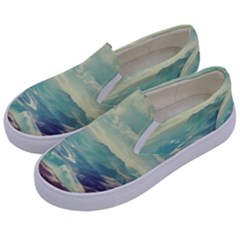 Landscape Mountains Lake River Kids  Canvas Slip Ons