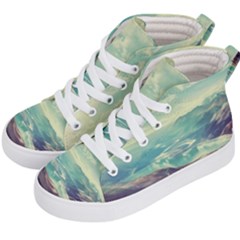 Landscape Mountains Lake River Kids  Hi-top Skate Sneakers