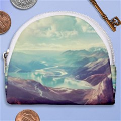 Landscape Mountains Lake River Horseshoe Style Canvas Pouch by HermanTelo