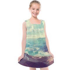 Landscape Mountains Lake River Kids  Cross Back Dress by HermanTelo