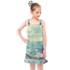 Landscape Mountains Lake River Kids  Overall Dress