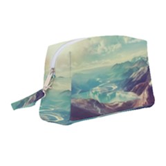 Landscape Mountains Lake River Wristlet Pouch Bag (medium) by HermanTelo