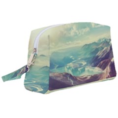 Landscape Mountains Lake River Wristlet Pouch Bag (large) by HermanTelo