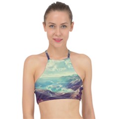 Landscape Mountains Lake River Racer Front Bikini Top by HermanTelo