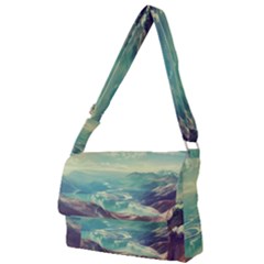 Landscape Mountains Lake River Full Print Messenger Bag (l) by HermanTelo