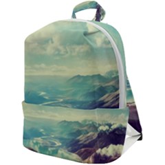 Landscape Mountains Lake River Zip Up Backpack by HermanTelo